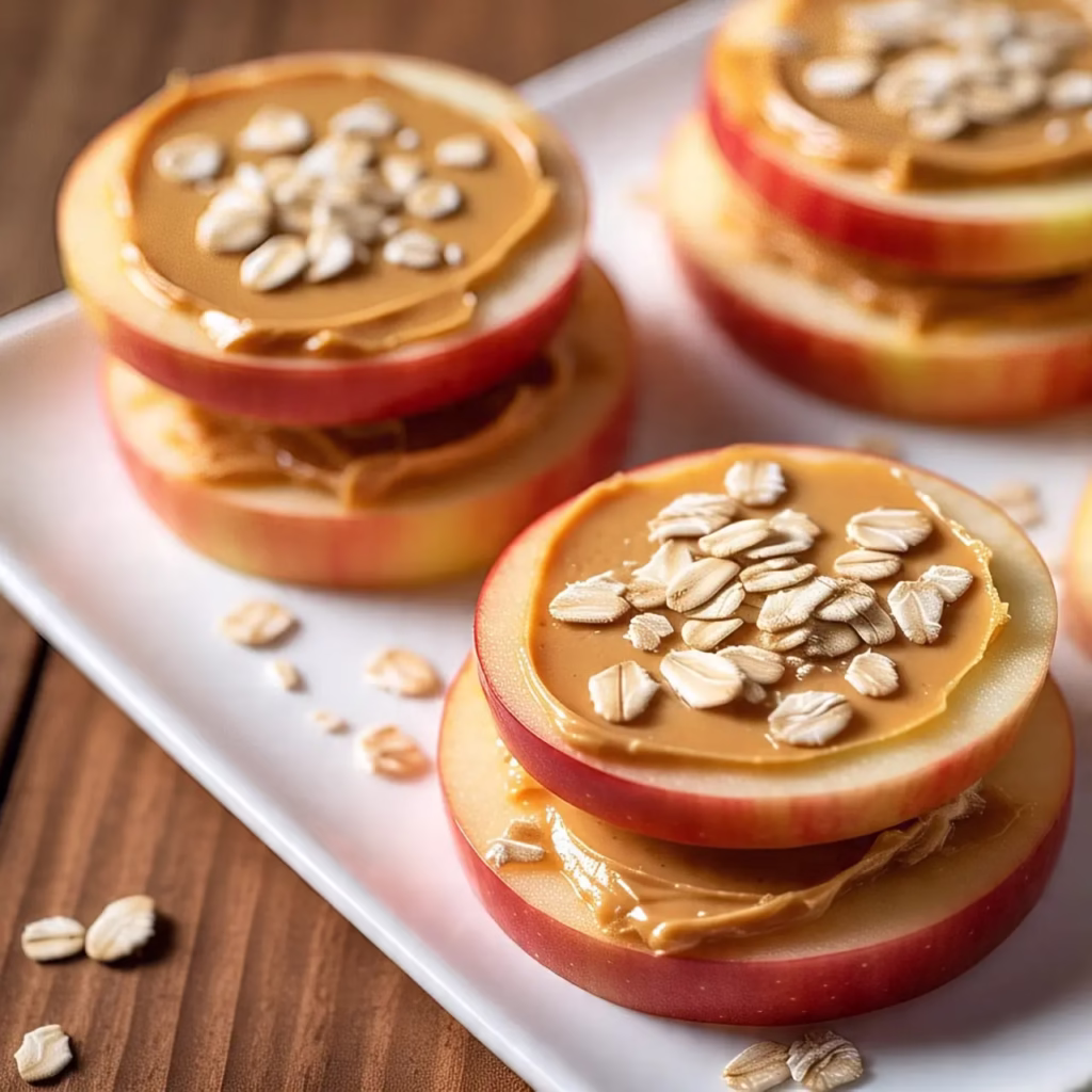 Apple Sandwiches with Peanut Butter & Oats