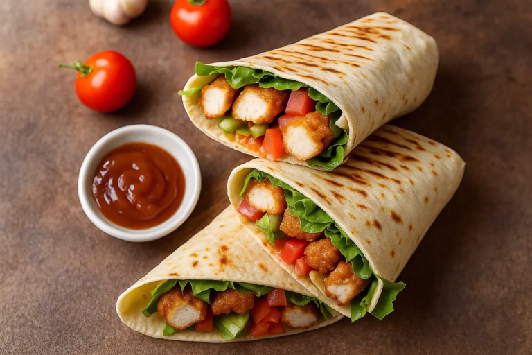 Sliced Garlic Chicken Wraps