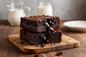 freshly baked fudgy brownies
