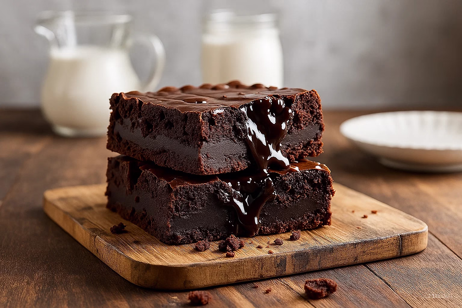 freshly baked fudgy brownies