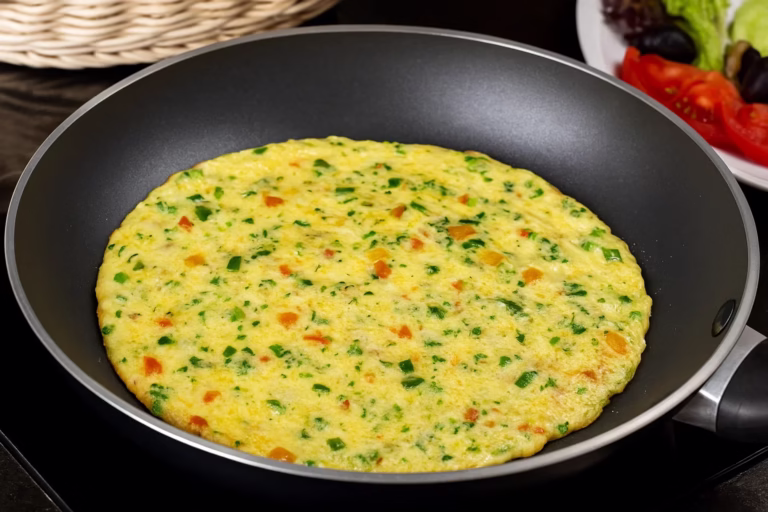 veggie omelet on pan
