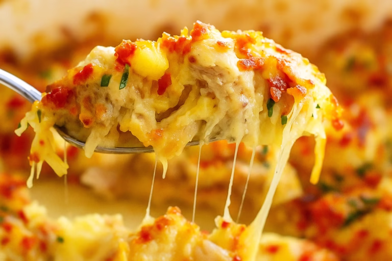 low carb chicken casserole close up