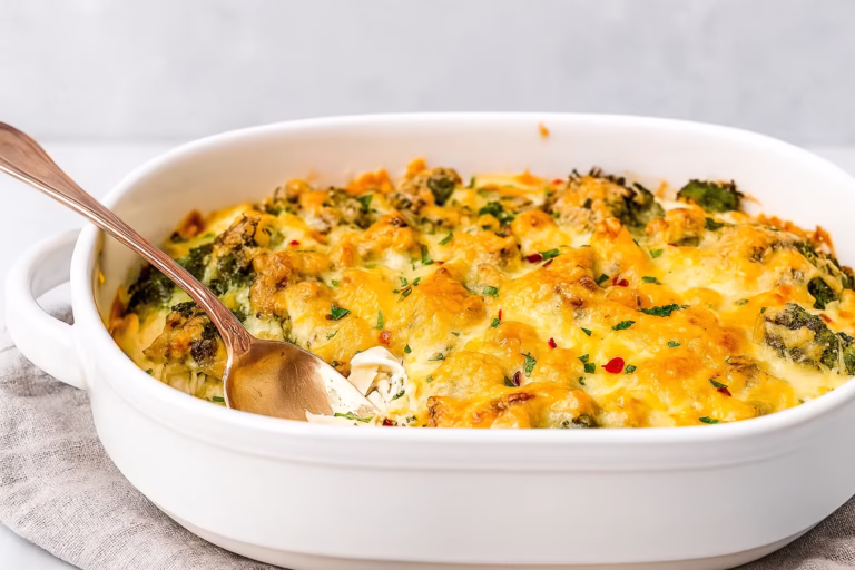 low carb chicken casserole on a bowl