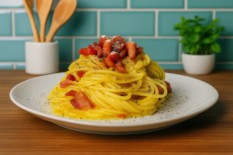authentic italian carbonara recipe side view