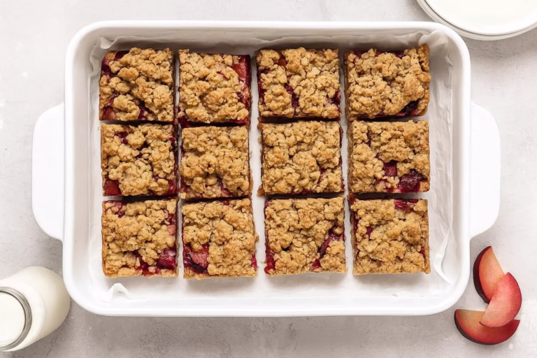 Oatmeal Plum Bars on a tray