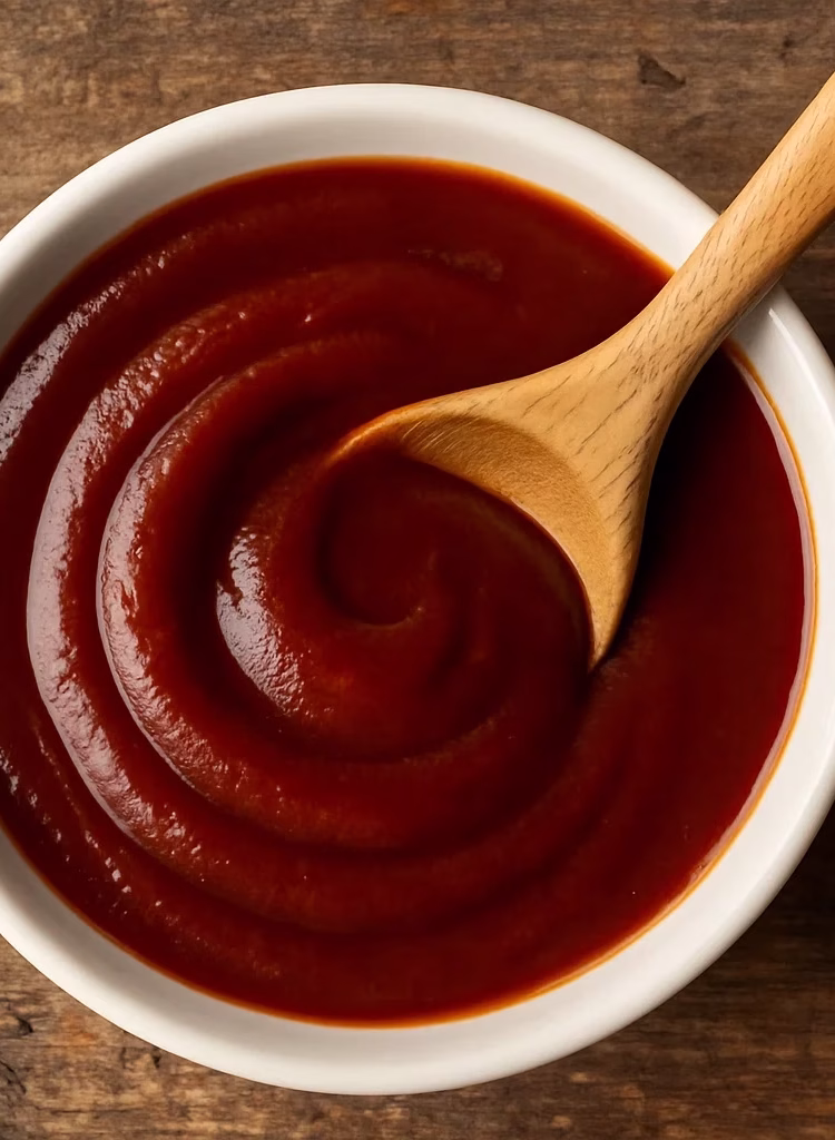 3 Ingredient BBQ Sauce on wood table