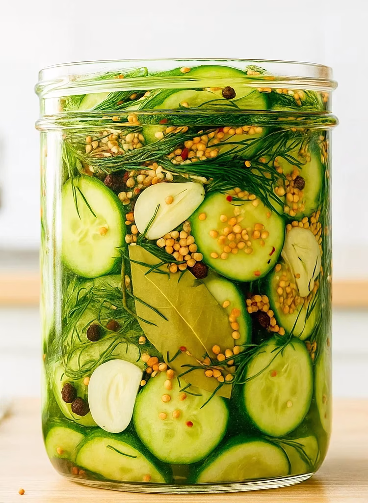 refrigerator pickles in a jar